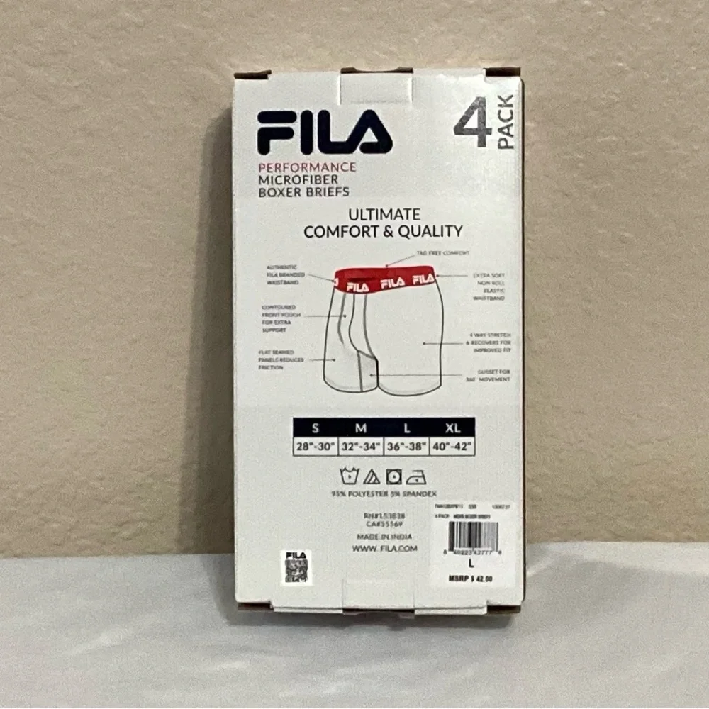 Fila 4 Pack Performance Microfiber Boxer Briefs